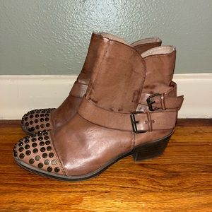 Tan studded booties